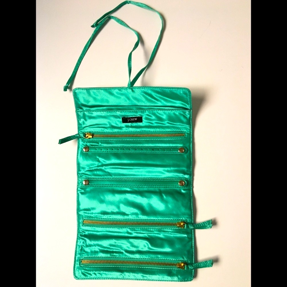 🌵 J. Crew Satin Jewelry Travel Bag Mint